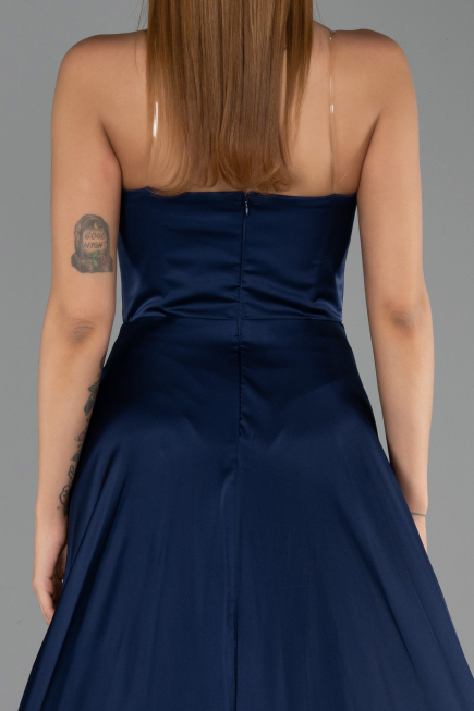 Abendkleid Lang Satin Marineblau ABU6553
