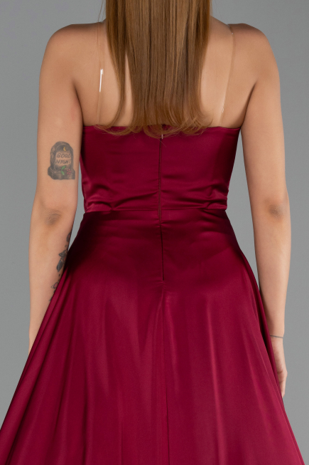 Abendkleid Lang Satin Pflaume ABU6553