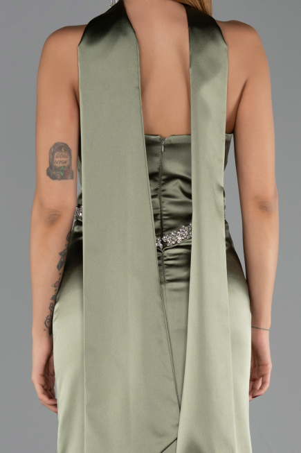 Abendkleid Lang Satin Khaki ABU6554