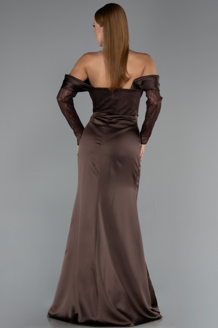 Abendkleid Lang Satin Braun ABU6555