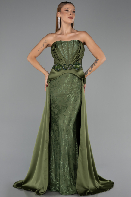Abendkleid Lang Spitze Khaki ABU5615