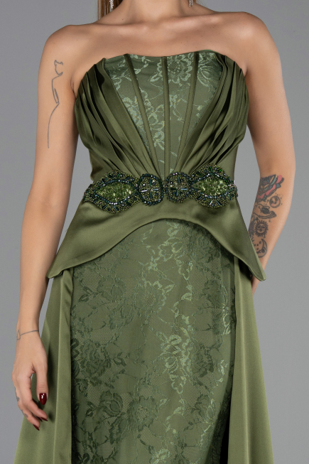 Abendkleid Lang Spitze Khaki ABU5615