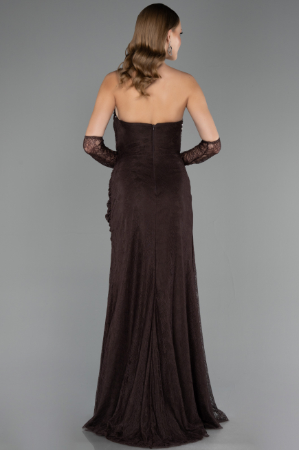 Abendkleid Lang Spitze Braun ABU6562