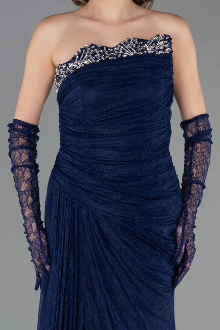 Abendkleid Lang Spitze Marineblau ABU6562