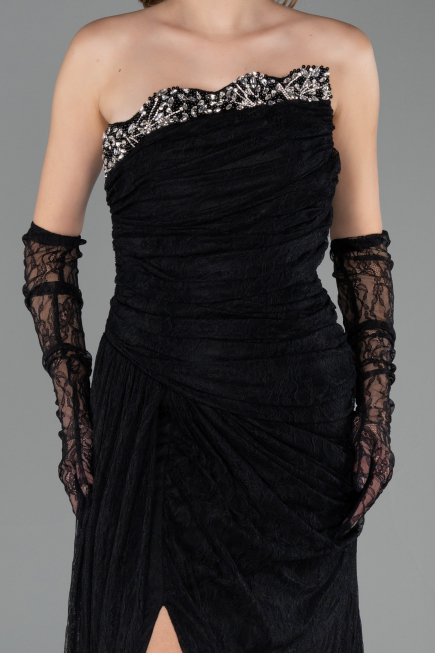 Abendkleid Lang Spitze Schwarz ABU6562