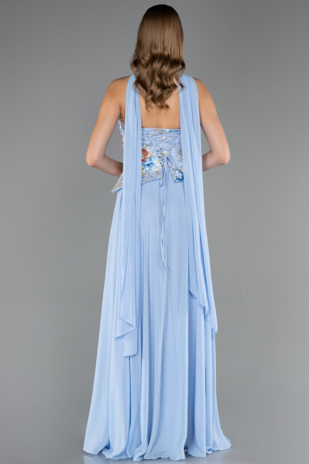 Abendkleid Lang Chiffon Eisblau ABU6391