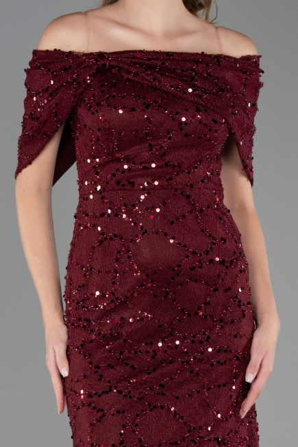 Abschlusskleid Lang Spitze Weinrot ABU6119