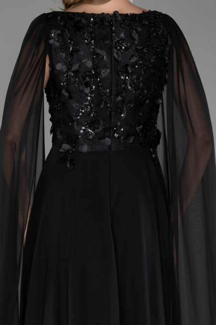 Abendkleid Lang Chiffon Schwarz ABU6566
