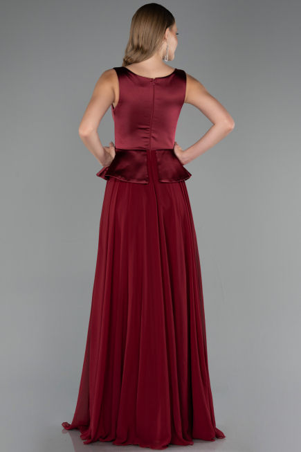 Abendkleid Lang Chiffon Weinrot ABU6568
