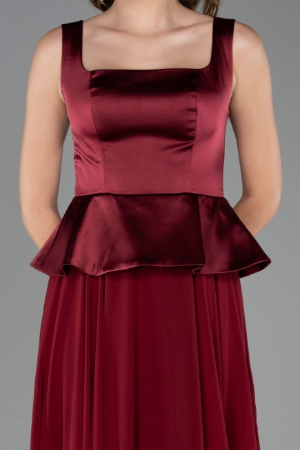 Abendkleid Lang Chiffon Weinrot ABU6568