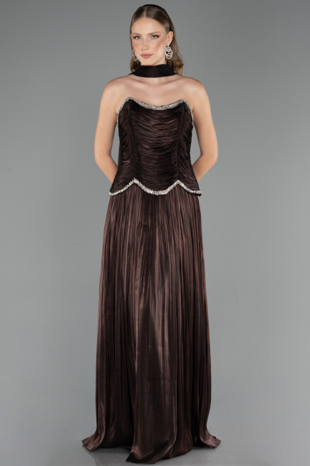 Abendkleid Lang Chiffon Braun ABU6570