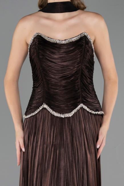Abendkleid Lang Chiffon Braun ABU6570
