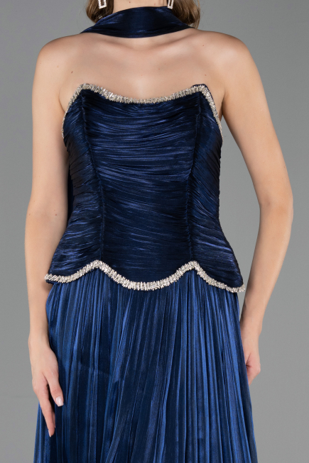 Abendkleid Lang Chiffon Marineblau ABU6570