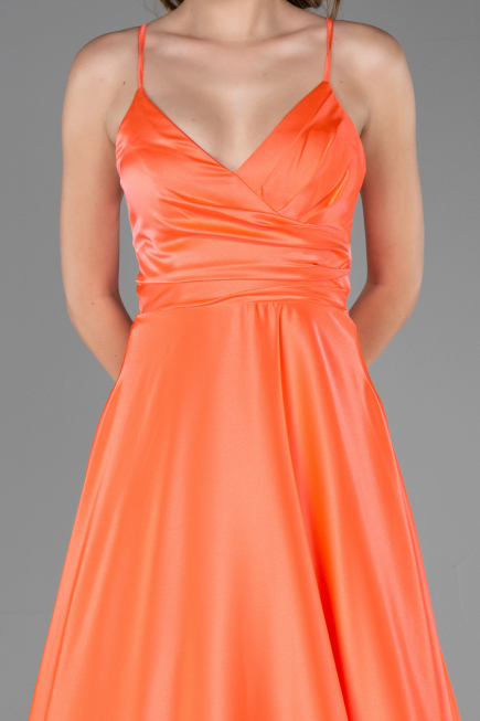 Abschlusskleid Lang Satin Koralle ABU6573