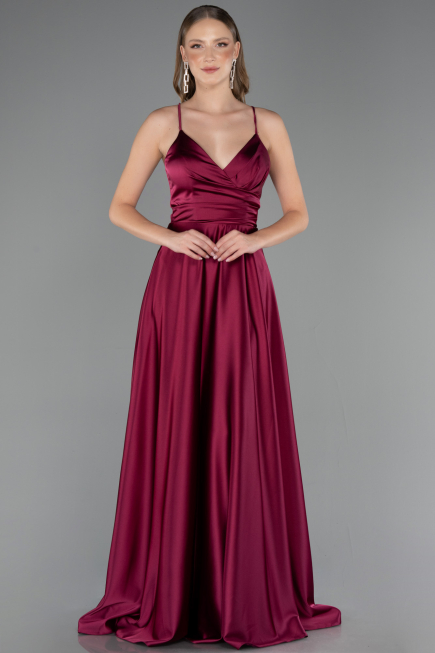 Abschlusskleid Lang Satin Pflaume ABU6573