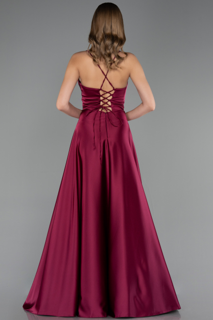 Abschlusskleid Lang Satin Pflaume ABU6573