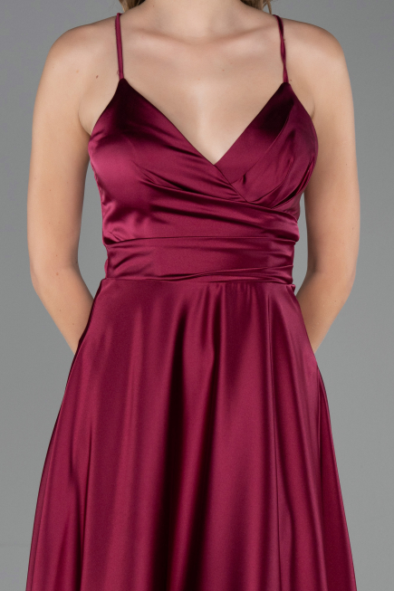 Abschlusskleid Lang Satin Pflaume ABU6573