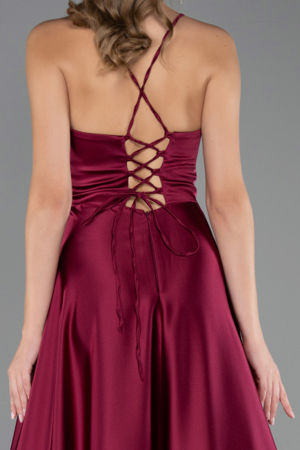 Abschlusskleid Lang Satin Pflaume ABU6573