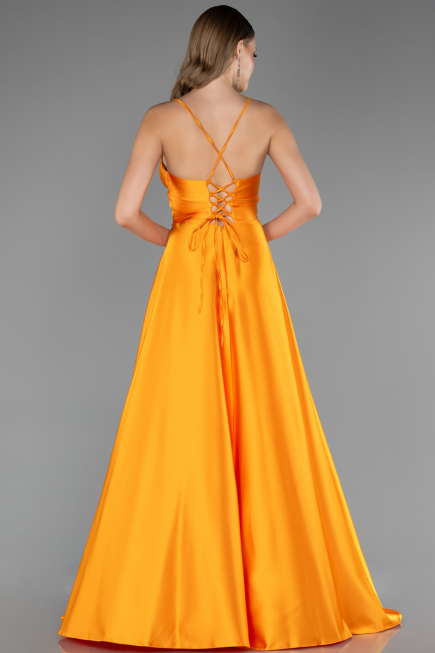Abschlusskleid Lang Satin Orange ABU6573