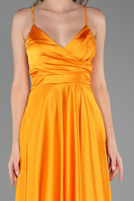 Abschlusskleid Lang Satin Orange ABU6573