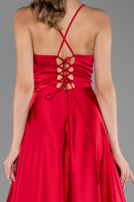 Abschlusskleid Lang Satin Kirschrot ABU6573