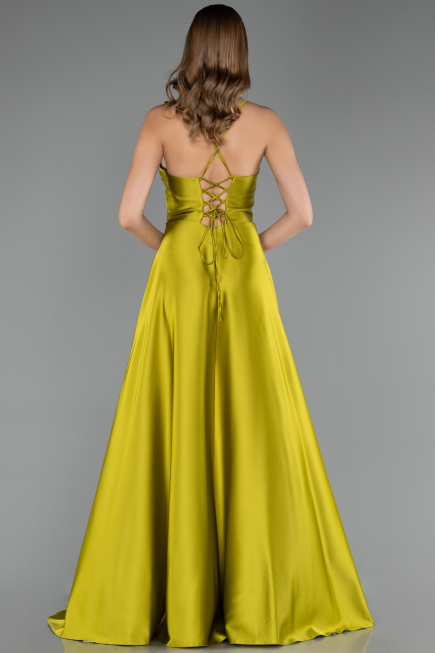 Abschlusskleid Lang Satin Öl Grün ABU6573