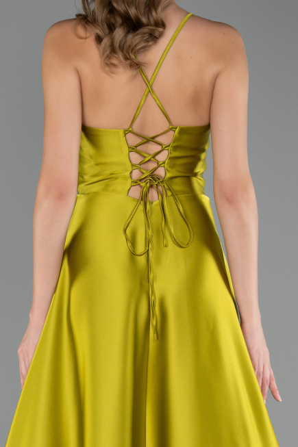 Abschlusskleid Lang Satin Öl Grün ABU6573