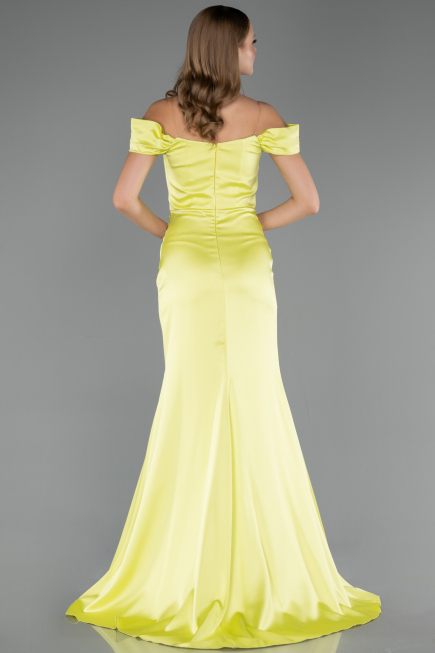 Abendkleid in Übergröße Lang Satin Pistaziengrün ABU6577