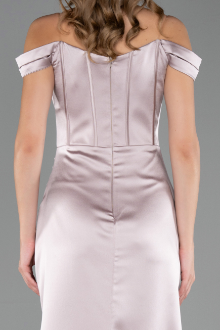 Abendkleid in Übergröße Lang Satin Nerzbraun ABU6577