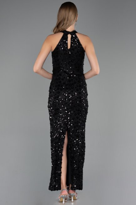 Abschlusskleid Lang Spitze Schwarz ABU6578