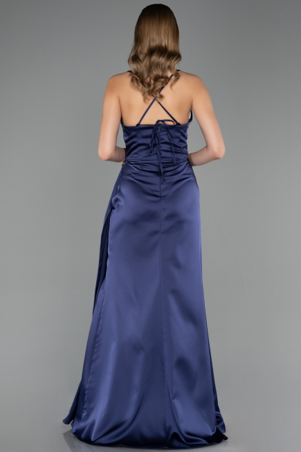 Abschlusskleid Lang Satin Marineblau ABU6584