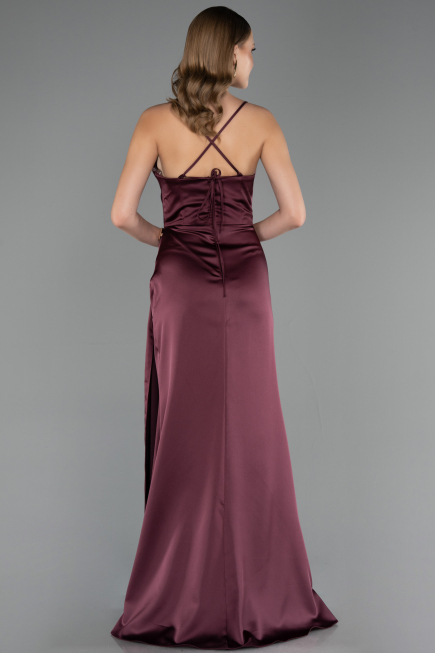 Abschlusskleid Lang Satin Kirschrot ABU6584
