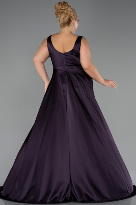 Abschlusskleid Lang Satin Violett dunkel ABU6572