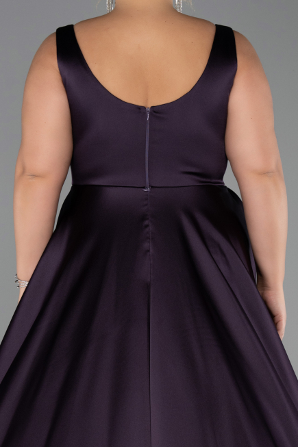 Abschlusskleid Lang Satin Violett dunkel ABU6572