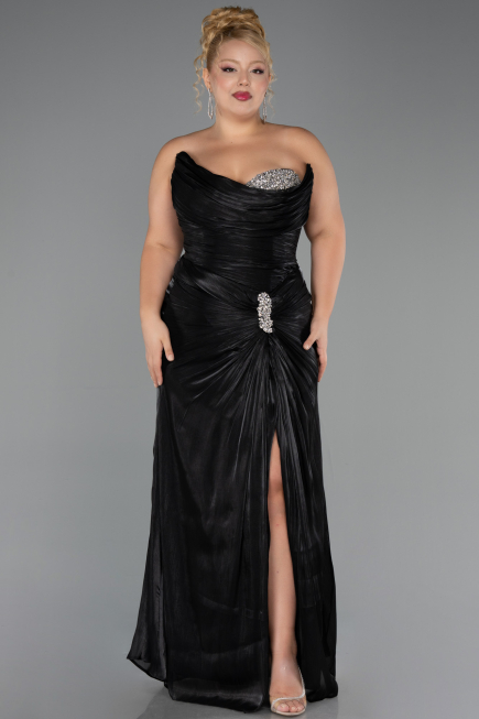 Abendgarderobe in Großen Größen Lang Chiffon Schwarz ABU6561
