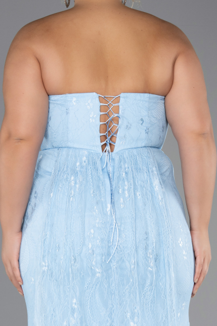 Abendkleid in Übergröße Lang Spitze Eisblau ABU6280