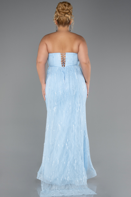 Abendkleid in Übergröße Lang Spitze Eisblau ABU6280