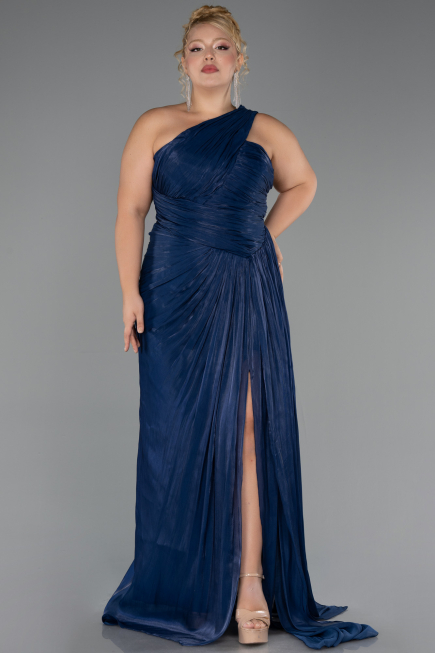 Abendkleid in Übergröße Lang Chiffon Marineblau ABU6513