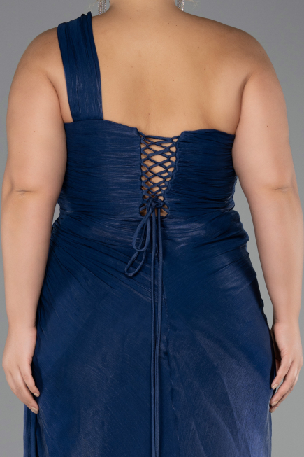 Abendkleid in Übergröße Lang Chiffon Marineblau ABU6513