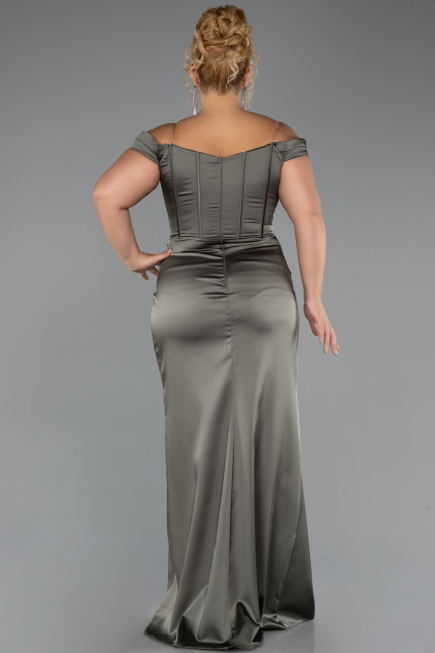 Abendkleid in Übergröße Lang Satin Khaki ABU6577