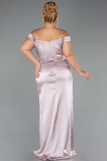 Abendkleid in Übergröße Lang Satin Nerzbraun ABU6577