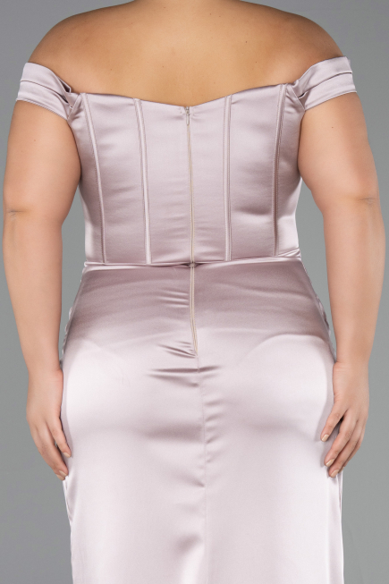 Abendkleid in Übergröße Lang Satin Nerzbraun ABU6577