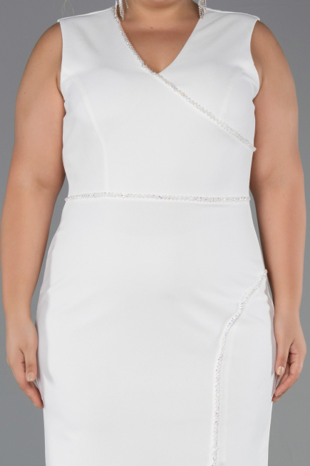 Partykleid in Übergröße Midi Weiß ABK2690