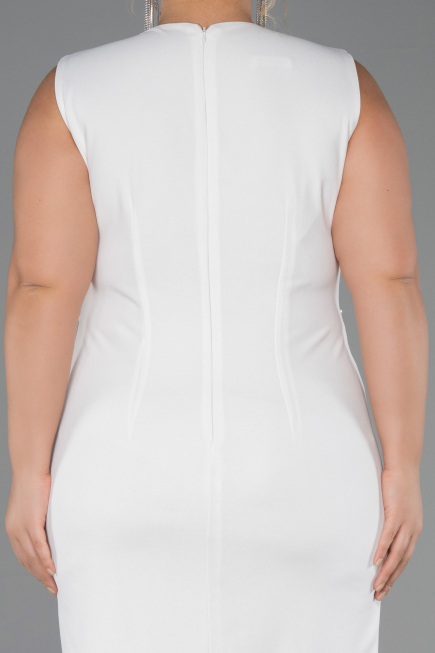 Partykleid in Übergröße Midi Weiß ABK2690