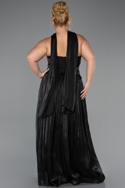 Abendkleid in Übergröße Lang Chiffon Schwarz ABU5958
