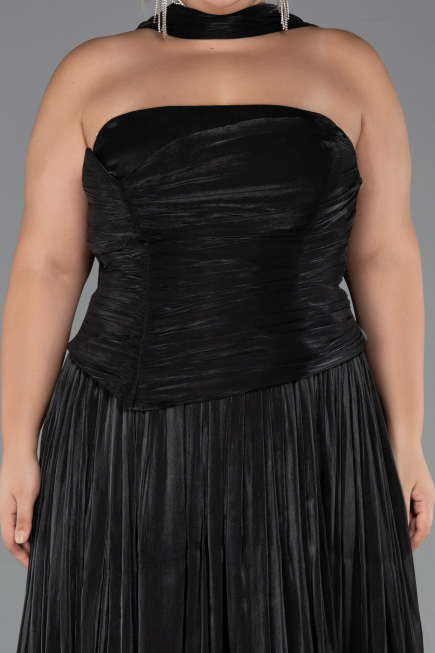 Abendkleid in Übergröße Lang Chiffon Schwarz ABU5958