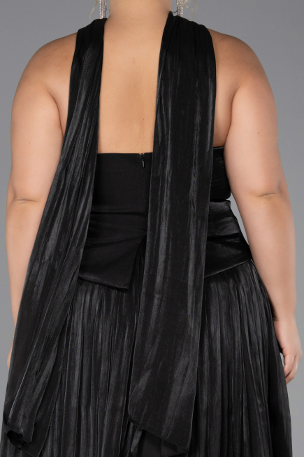 Abendkleid in Übergröße Lang Chiffon Schwarz ABU5958
