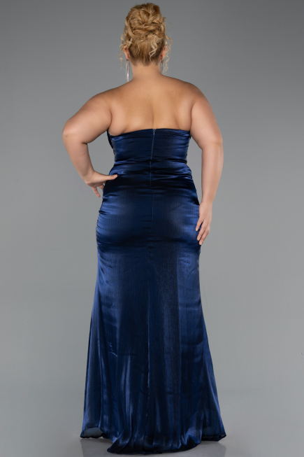 Abendkleider in Großen Größen Lang Chiffon Marineblau ABU6561