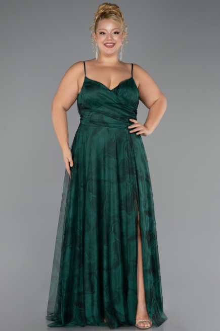 Abschlusskleid In Übergröße Lang Smaragdgrün ABU6558
