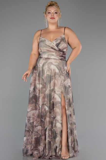 Abschlusskleid In Übergröße Lang Nerzbraun ABU6558